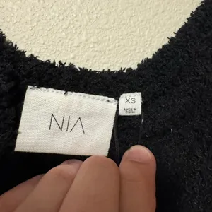 NWT NIA Black Fuzzy Women's Crop Top thumbnail 2