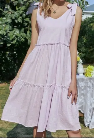Petal & Pup Pink Tie Strap Tiered Shift Dress Size 6 thumbnail 1
