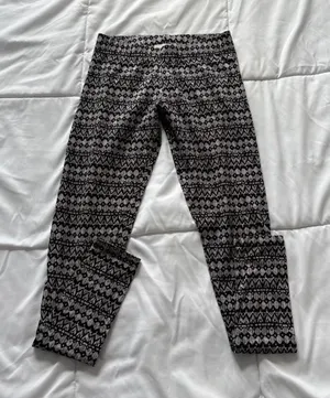 Garage Geometric Fair Isle Print Leggings Black Grey White XS Tribal Cotton thumbnail 1