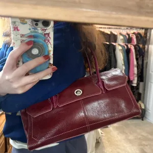 Vintage Burgundy Cherry Red Wilsons Leather Pelle Studio Shoulder Bag Purse Hobo thumbnail 2