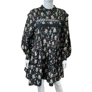 Pilcro Anthropologie NWT Large Long‎ Sleeve Mock Neck Swing Mini Dress Floral thumbnail 3