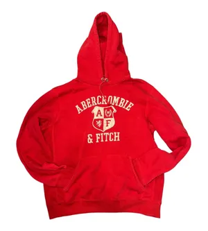 Vintage Y2K Abercrombie & Fitch Red Crest Hoodie Sweatshirt Size L A&F 92 thumbnail 1