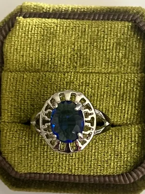 Elegant/Vintage Design Titanium Steel Faux Blue Sapphire Ring Size 9 NWT thumbnail 3