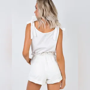 Princess Polly Shipwreck Paper Bag Denim Shorts in White Size 0 New with tag thumbnail 3