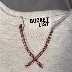NWOT BUCKETLIST Heather Cream Sleeveless Sweatshirt with Red Accents thumbnail 3