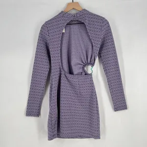 Zara Shift Dress Womens‎ Small Purple Stretch Geometric Cutout Back Cinched Side thumbnail 4