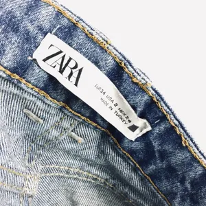 Zara Straight Leg Jeans 100% Cotton Raw Frayed Hem Size 2 thumbnail 2