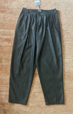 LIV Charcoal Gray Pleated Tapered Pants High Waist Cotton Blend NWT thumbnail 1