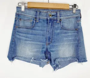 American Eagle Hi-Rise Light Wash Blue Denim‎ Raw Hem Shorts Women's Size 6 thumbnail 1