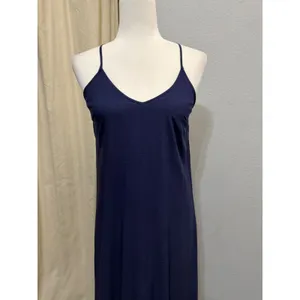 Old Navy Maxi Dress Size S Navy Blue Rayon Cami V-Neck Cross Back Summer Coastal thumbnail 9