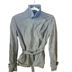 Gap Edition Dark Brown Genuine Leather Suede Belted Coat Jacket Small 854926-00 thumbnail 9