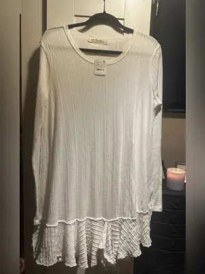 NWT FREE PEOPLE Tate Pointelle Tunic- Ivory Combo $78 MSRP thumbnail 6