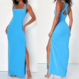 NWT Lulus Glamorous Dedication Blue Sleeveless Column Maxi Dress Size XL thumbnail 2
