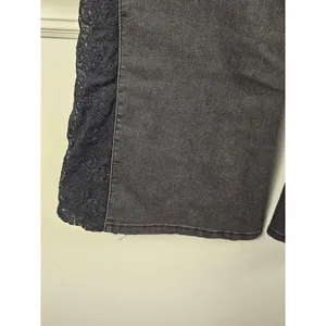 Free People Womens Washed Out Black Lace Inset Flare Jeans‎ 31 thumbnail 3
