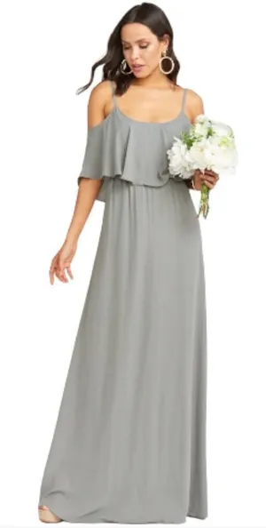 Show Me Your Mumu Caitlin Formal Ruffle Maxi Dress Size‎ Small in Charcoal thumbnail 1