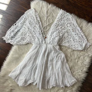 Free People One Bella Note Eyelet Mini Dress thumbnail 3