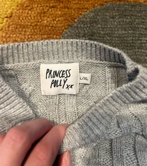 Princess Polly Grey Very Short Cropped Crewneck Cableknit Sweater Size L / XL thumbnail 3