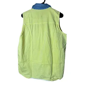 Women’s Yellow Embroidered Flower Sleeveless button‎ front shirt thumbnail 5