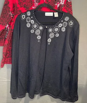 Women L Alfred Dunner 2pc Wool Cardigan Cotton Paisley Top Western Boho Set thumbnail 1