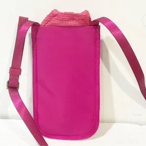 Lululemon Drawcord Top-Cinch Crossbody Small Phone Purse Pink Nylon Bag thumbnail 4