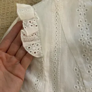 Mock ruffle neck eyelet embroidery crop top thumbnail 4