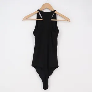 Klassy Network Bodysuit Womens M Racerback Black Ribbed Bamboo Blend Excellent thumbnail 3