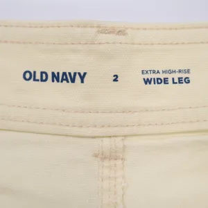 Old Navy Extra High-Rise Wide Leg Pants Cream Off-White Cotton Blend Size 2 NEW thumbnail 3