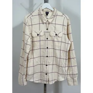 Patagonia Button Down Shirt Women's Flannel Plaid Long Sleeve Casual Size L thumbnail 3