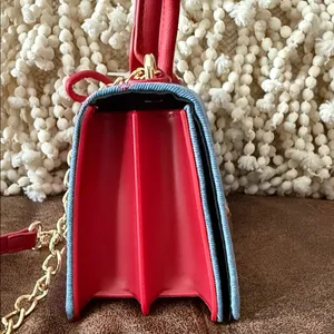 Betsey Johnson Cherry Embroidered Denim Handbag with bag charm NWT thumbnail 4