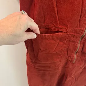All Row Rust Red Corduroy Utility Jumpsuit Short Sleeve Zip Front PM1070 Large thumbnail 2