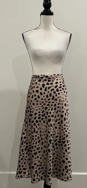 Leopard Print Midi Skirt Pink Size XL thumbnail 1