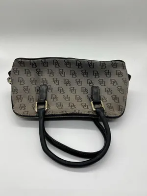 Dooney & Bourke Satchel Bag Womens Medium Gray Logo Canvas Leather Zip Purse thumbnail 2