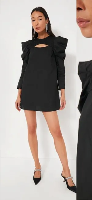 TUCKERNUCK Hyacinth House Black Keyhole Beckett Cocktail Party Mini Dress XS‎ thumbnail 1
