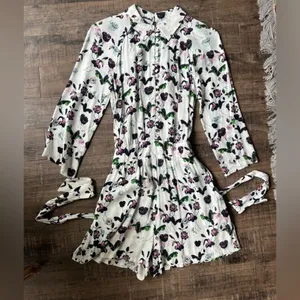 Anthropologie Elevenses Floret Romper White Purple 3/4 Sleeve Size S thumbnail 5