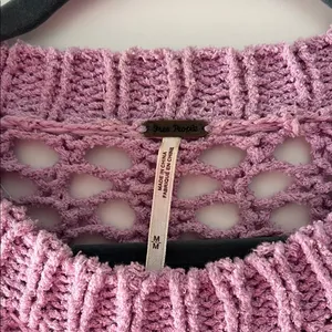 Free People Lavender Knit Fringe Sweater thumbnail 4