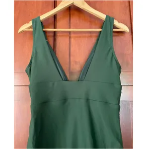 Quince Italian Plunge One-Piece Swimsuit Palm Green Size Medium NEW thumbnail 6