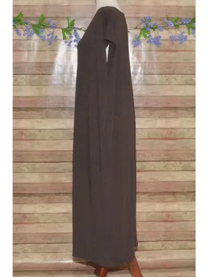 J.Jill Womens L Chocolate Brown V Neck Column Maxi Dress Pockets Rayon Stretch thumbnail 5
