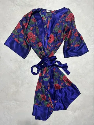 1990s Y2K Hollywood Victoria Secret Vintage Floral Longe Robe Women's SZ M/L thumbnail 1