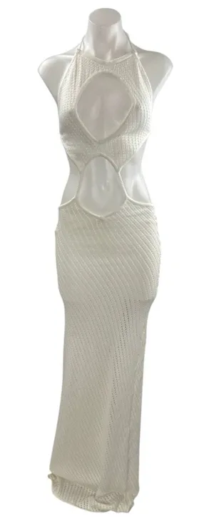 NEW Peppermayo White Sleeveless Cut Out Summer Beach Maxi Tank Sheath Dress S/M thumbnail 1