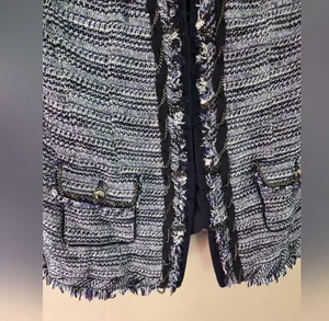 White House Black Market Blue and Black Tweed Jacket thumbnail 3