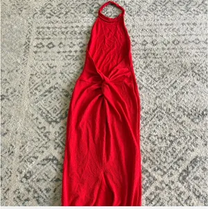 SheIn Red open back halter neck, maxi dress thumbnail 2