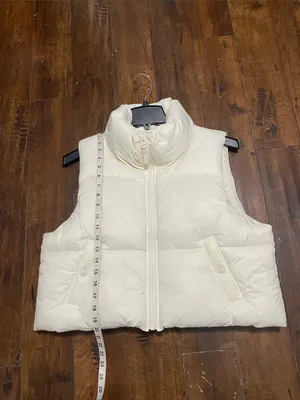 NEW! Cropped American Eagle Cream Puffer Vest Size XL NWT thumbnail 12