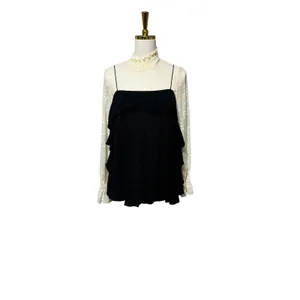 Free People Intimately Black Tiered Ruffle Cami Tank Top Size Medium thumbnail 4