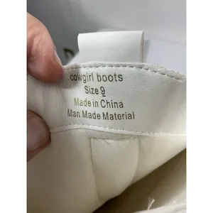 Womans Fran Willot Knee High Cowgirl Boots 9 White Embroidered Heel 1/2 Zip thumbnail 6