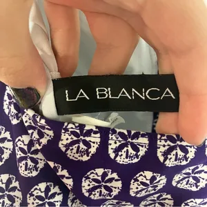 La‎ Blanca purple and white one piece swimsuit size 8 thumbnail 4