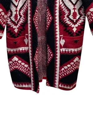 Bibi Southwestern Chunky Duster Cardigan Red Size XL Western Boho Rodeo Preppy thumbnail 7