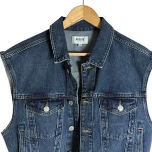 Agolde Charli Sleeveless Button Front Denim Trucker Jean Vest Size Small thumbnail 5