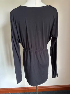 Motherhood Black Lace-Trim Surplice Maternity Tunic and Nursing thumbnail 3