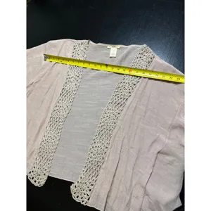 Do Everything In Love Mauve Pink Crochet Lace Trim Kimono Wrap One Size Boho thumbnail 4