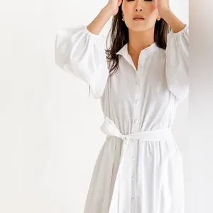 Brittany Fuson White Louisa Button-Front 100% Cotton Tiered Belted Maxi Dress XS thumbnail 2
